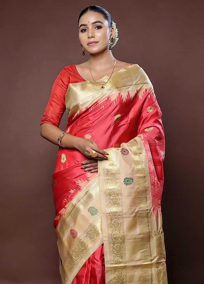 Pink Gadwal Pure Silk Saree Without Blouse Piece - Indian Silk House Agencies