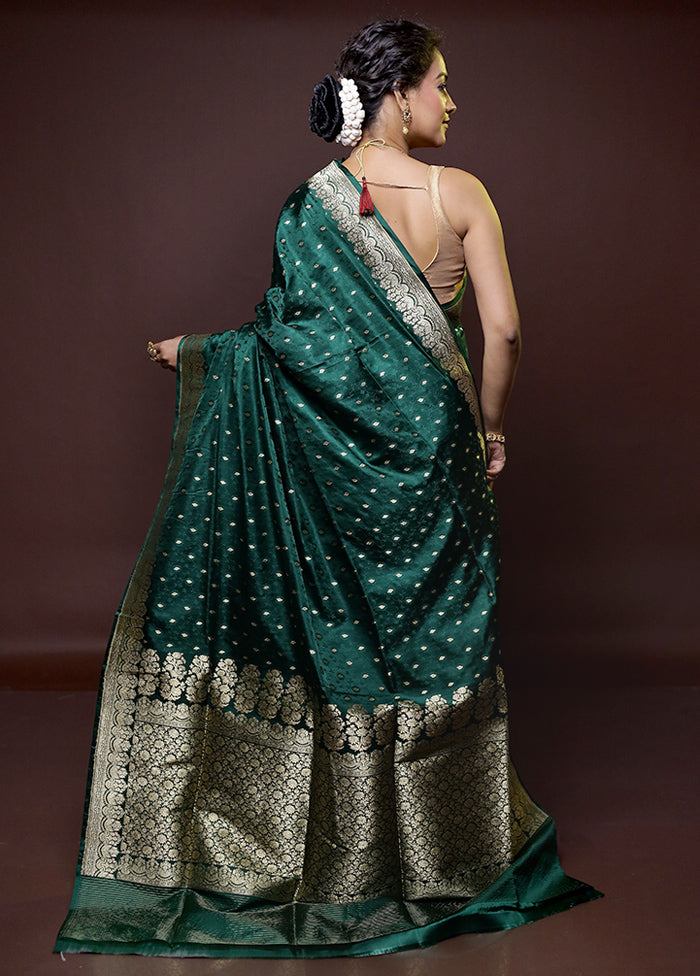 Green Handloom Tanchoi Pure Silk Saree With Blouse Piece