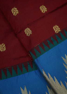 Maroon Kanjivaram Silk Saree With Blouse Piece