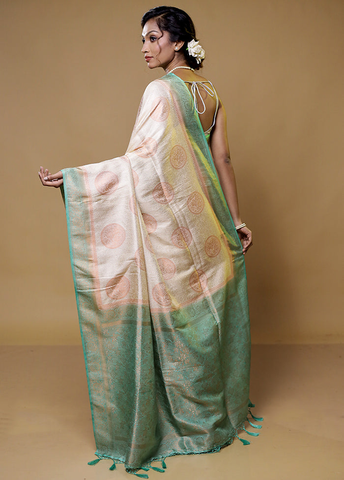 Cream Dupion Silk Saree With Blouse Piece