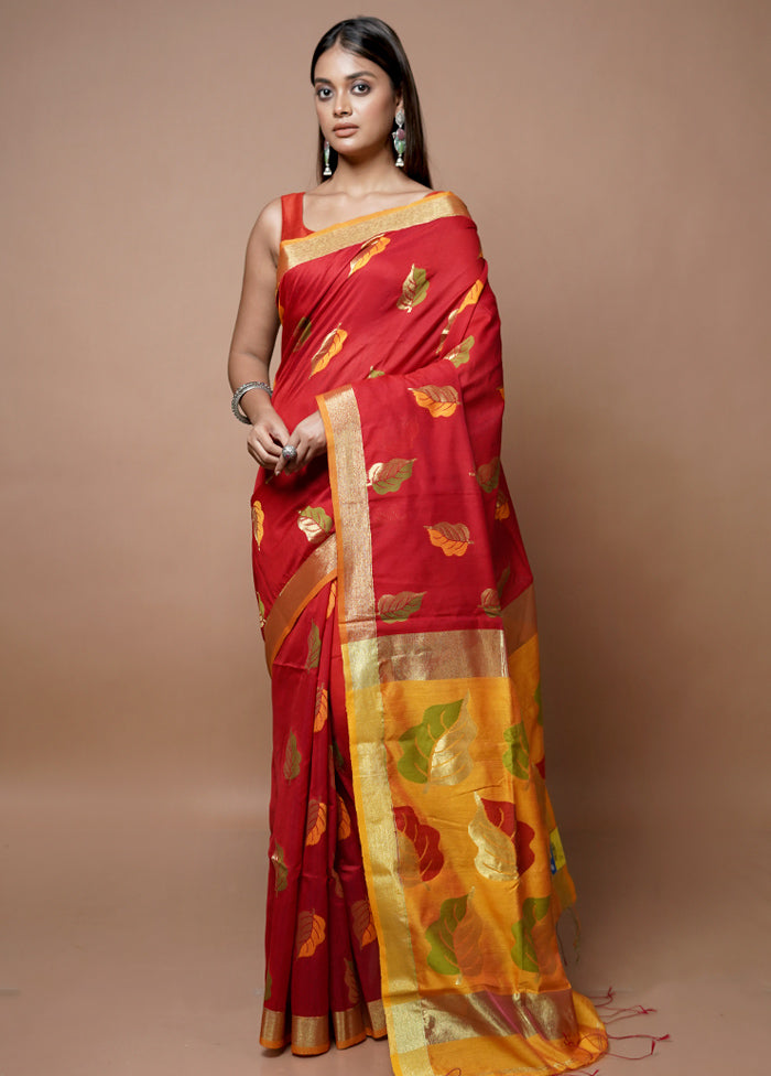 Red Matka Silk Saree With Blouse Piece