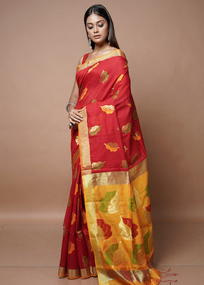 Red Matka Silk Saree With Blouse Piece