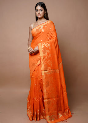 Rust Matka Silk Saree With Blouse Piece