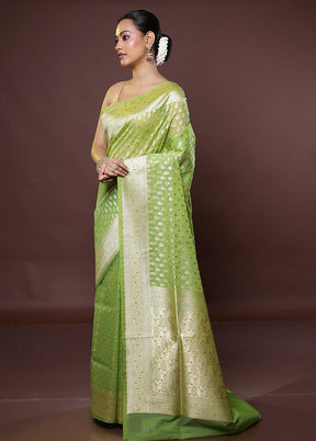 Green Kora Silk Saree With Blouse Piece