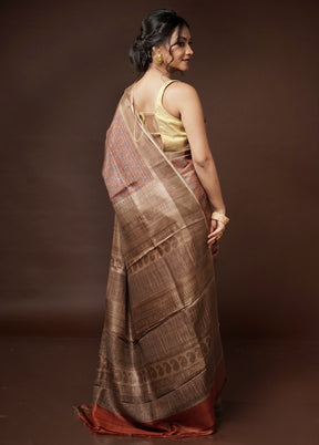 Pink Tussar Silk Saree With Blouse Piece - Indian Silk House Agencies