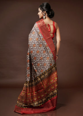 Brown Tussar Silk Saree With Blouse Piece