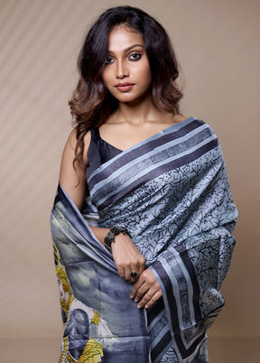 Grey Tussar Silk Saree Without Blouse Piece - Indian Silk House Agencies