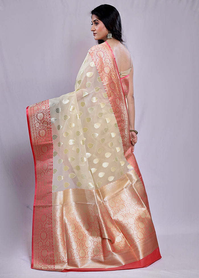Cream Uppada Silk Saree With Blouse Piece - Indian Silk House Agencies