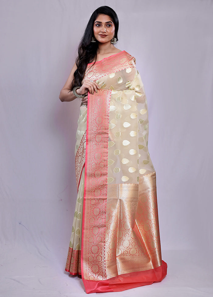 Cream Uppada Silk Saree With Blouse Piece