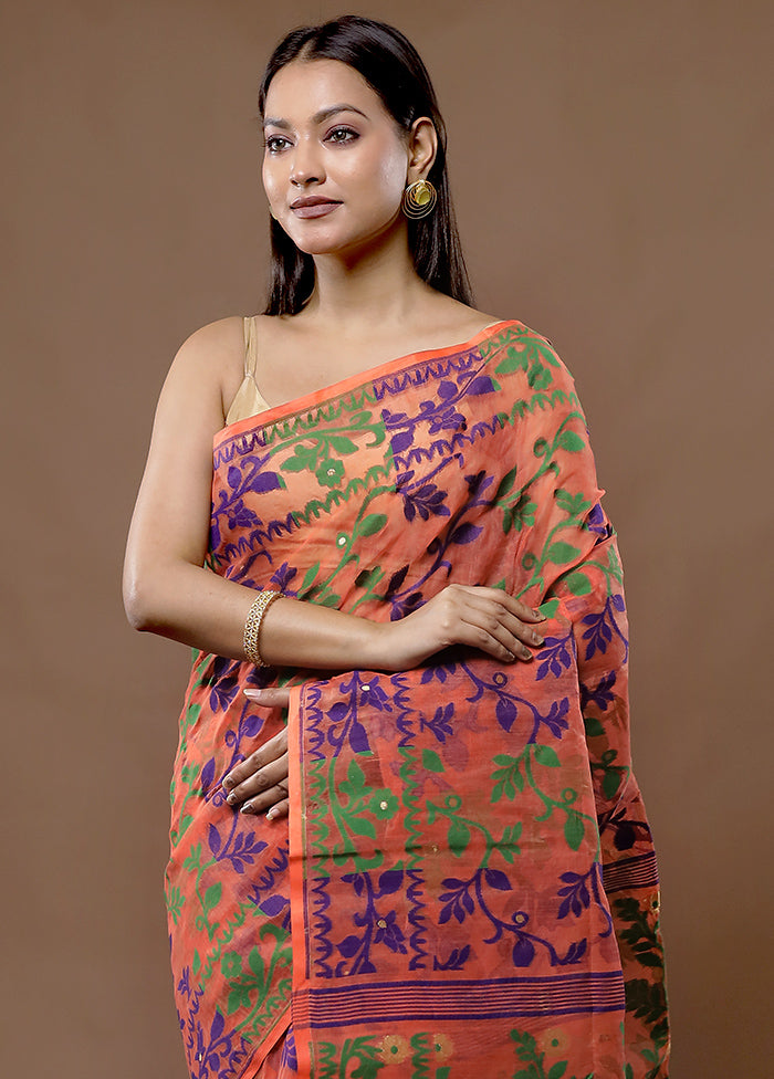 Multicolor Tant Jamdani Saree Without Blouse Piece - Indian Silk House Agencies