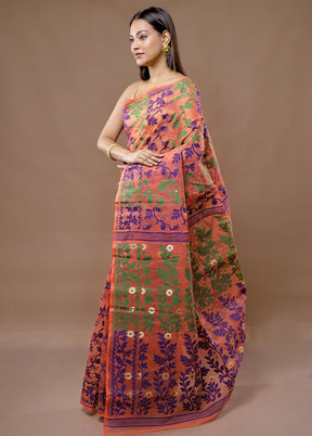 Multicolor Tant Jamdani Saree Without Blouse Piece - Indian Silk House Agencies