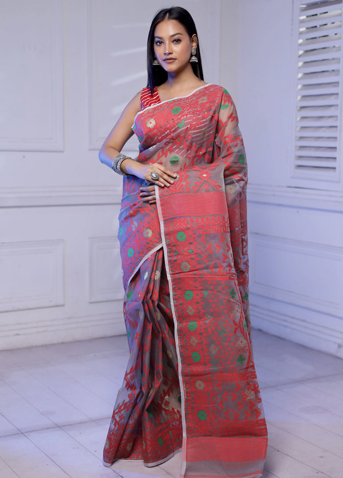 Pink Tant Cotton Saree Without Blouse Piece