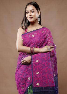 Multicolor Tant Jamdani Saree Without Blouse Piece