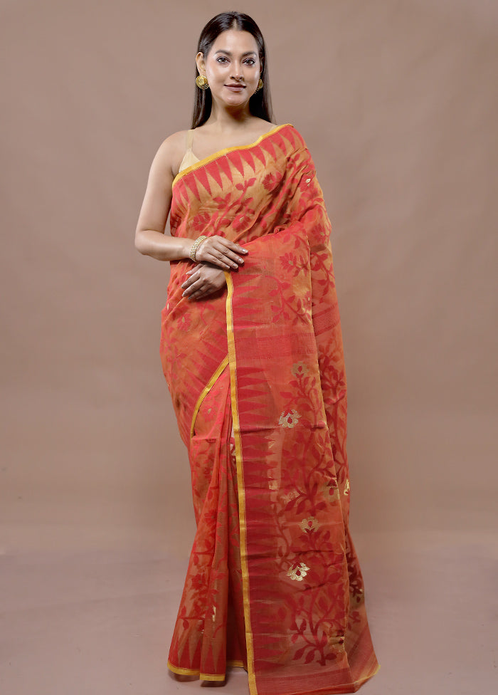 Multicolor Tant Jamdani Saree Without Blouse Piece - Indian Silk House Agencies