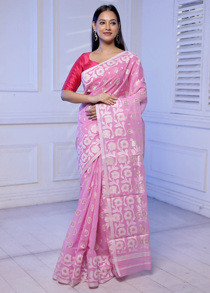 Pink Tant Cotton Saree Without Blouse Piece