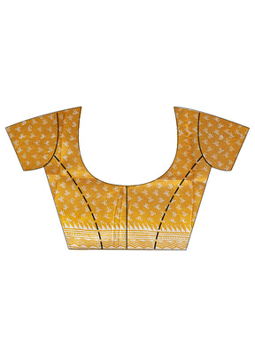 Yellow Printed Pure Silk Saree With Blouse Piece - Indian Silk House Agencies