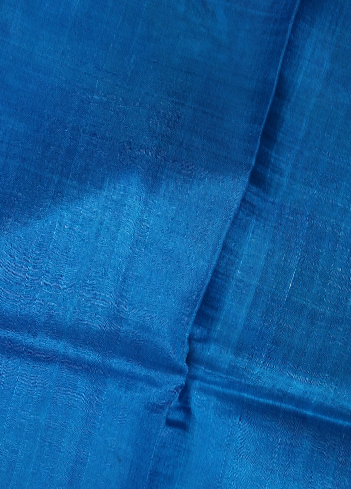 Sky Blue Printed Pure Silk Saree With Blouse Piece - Indian Silk House Agencies
