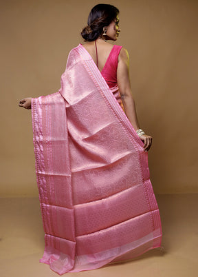 Pink Dupion Silk Saree With Blouse Piece