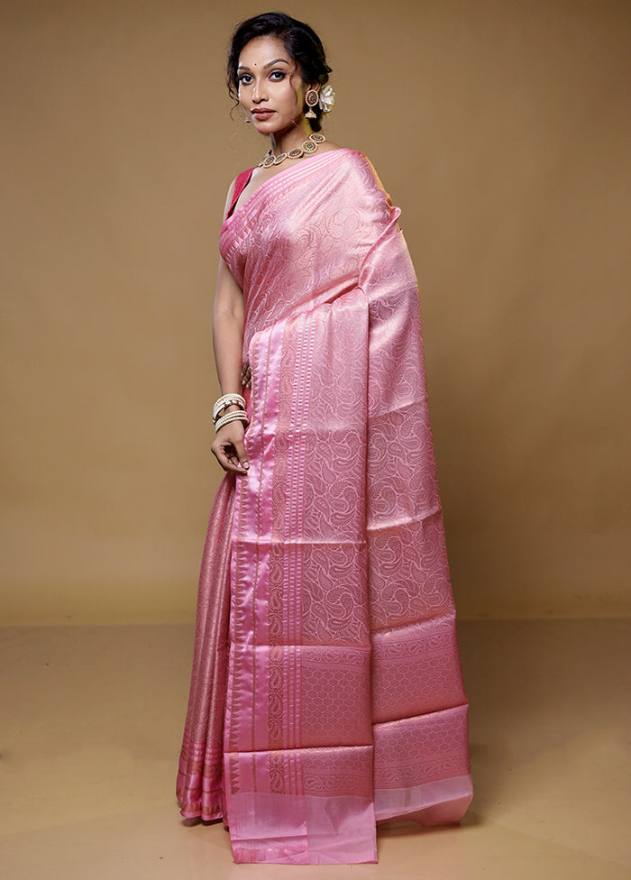 Pink Dupion Silk Saree With Blouse Piece