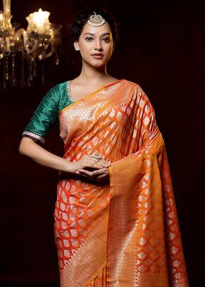 Rust Uppada Silk Saree With Blouse Piece