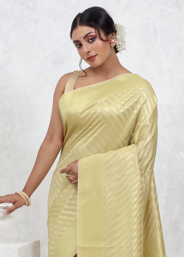 Cream Uppada Silk Saree With Blouse Piece - Indian Silk House Agencies