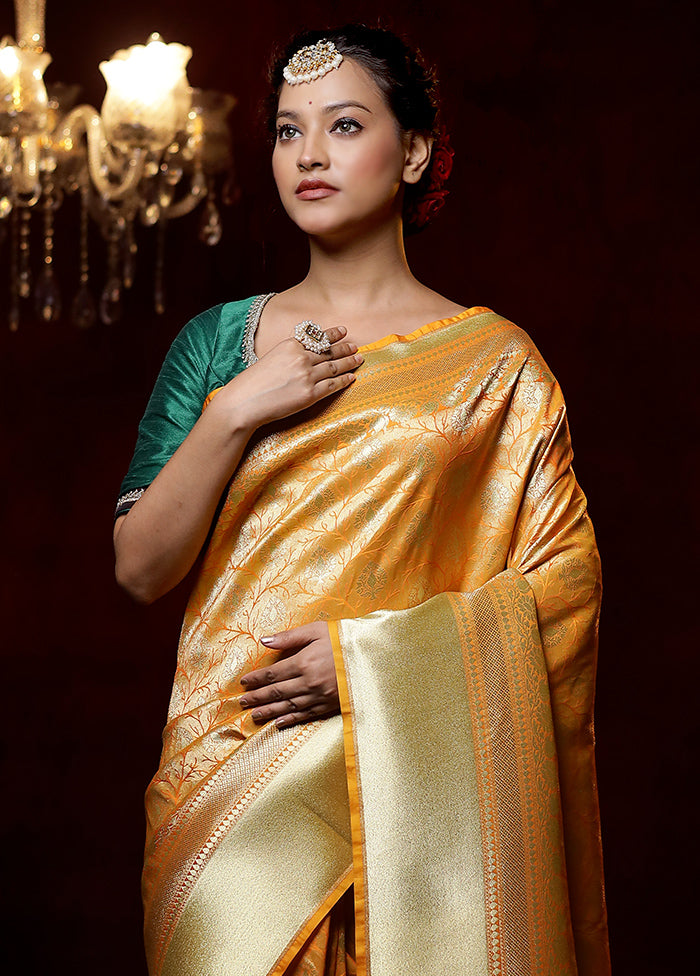 Yellow Uppada Silk Saree With Blouse Piece - Indian Silk House Agencies