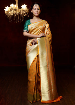 Yellow Uppada Silk Saree With Blouse Piece - Indian Silk House Agencies