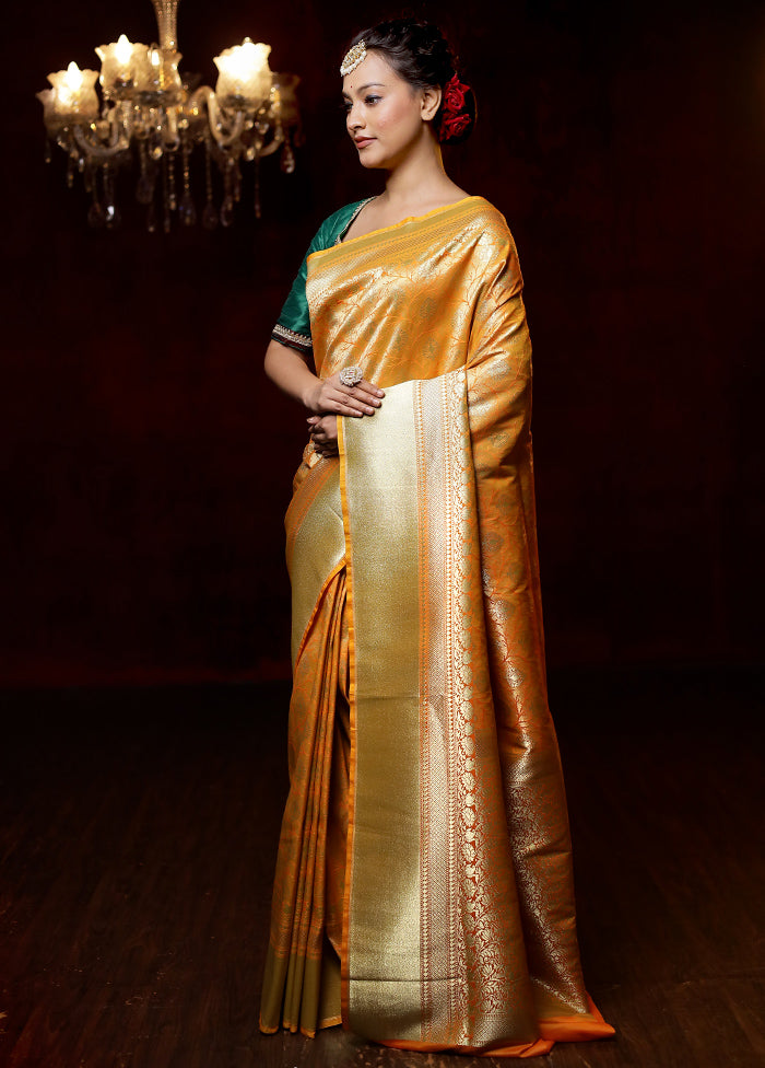 Yellow Uppada Silk Saree With Blouse Piece - Indian Silk House Agencies