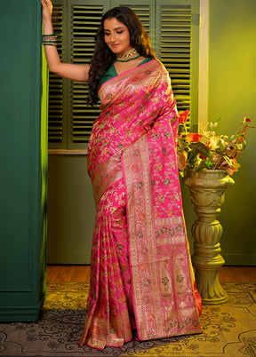 Pink Pure Banarasi Silk Saree With Blouse Piece - Indian Silk House Agencies