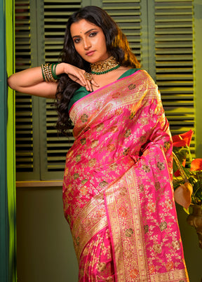 Pink Pure Banarasi Silk Saree With Blouse Piece - Indian Silk House Agencies