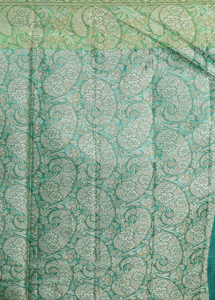 Peacock Green Tussar Silk Saree With Blouse Piece - Indian Silk House Agencies