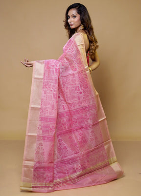 Pink Cotton Saree With Blouse Piece