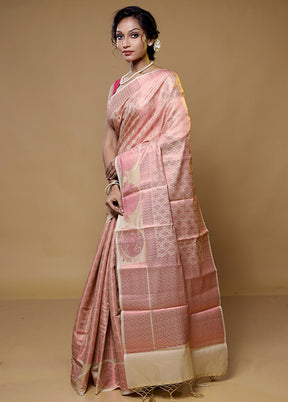 Cream Dupion Silk Saree With Blouse Piece