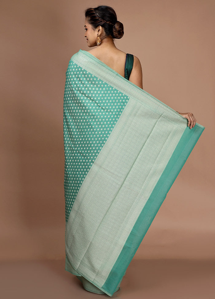 Sky Blue Cotton Saree With Blouse Piece - Indian Silk House Agencies