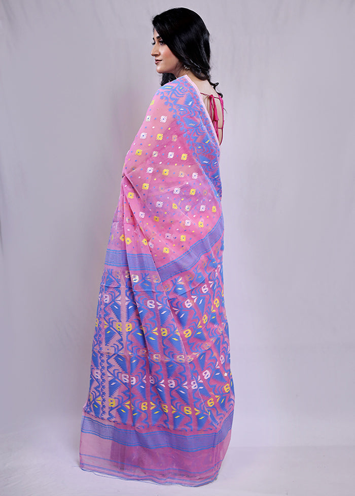 Pink Tant Jamdani Saree Without Blouse Piece - Indian Silk House Agencies