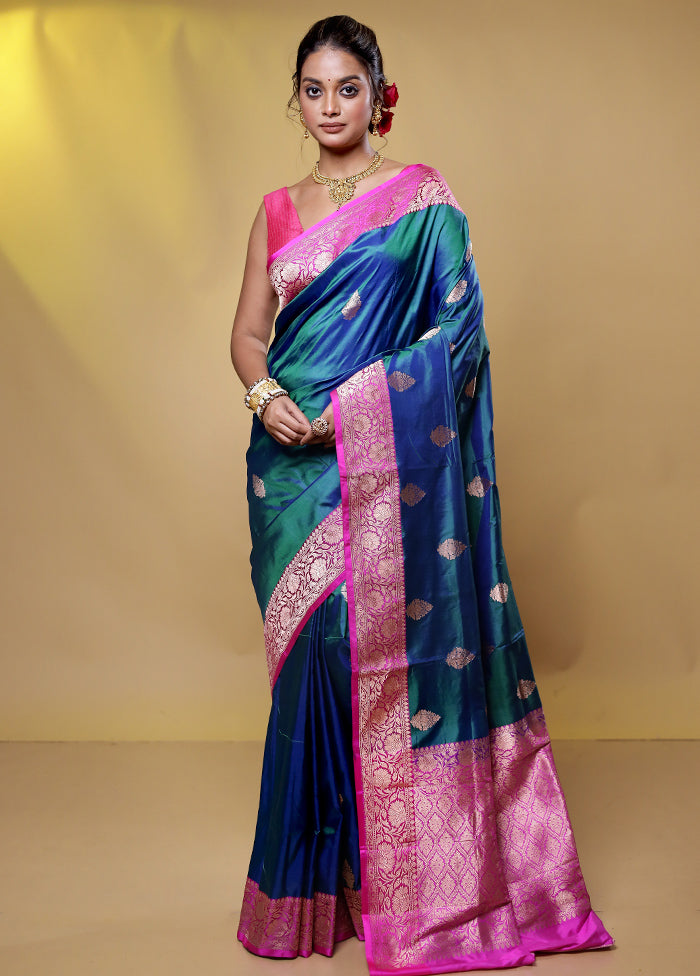 Green Handloom Katan Pure Silk Saree With Blouse Piece