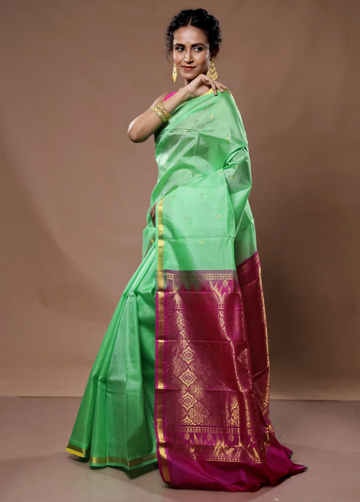 Green Kanjivaram Silk Saree With Blouse Piece