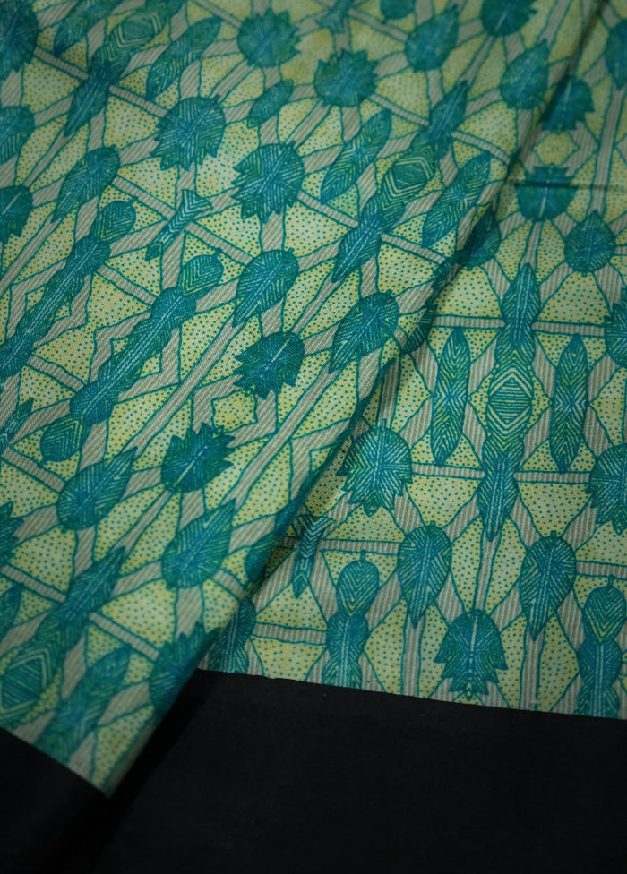 Green Printed Pure Silk Saree With Blouse Piece - Indian Silk House Agencies