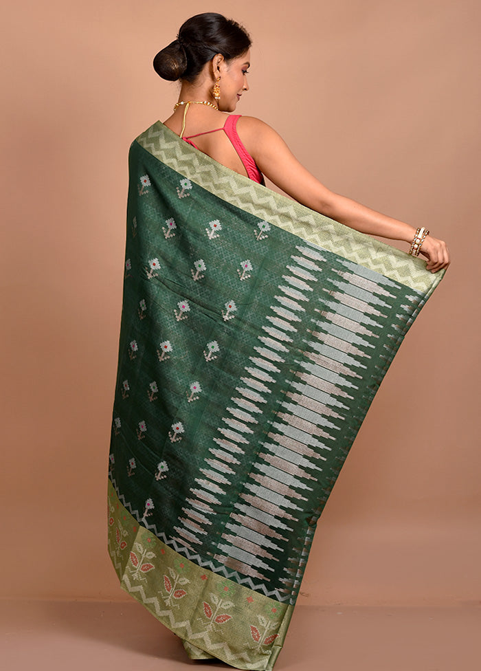 Green Cotton Saree With Blouse Piece - Indian Silk House Agencies