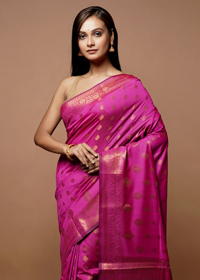 Pink Dupion Silk Saree With Blouse Piece