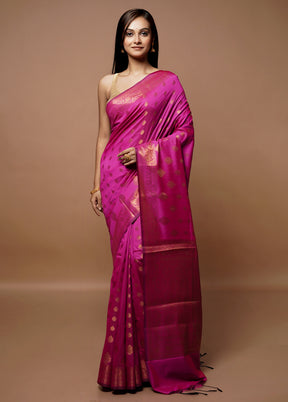 Pink Dupion Silk Saree With Blouse Piece