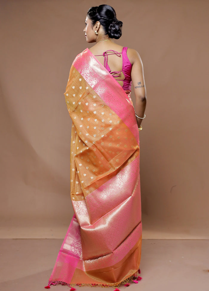 Orange Tissue Silk Saree With Blouse Piece - Indian Silk House Agencies
