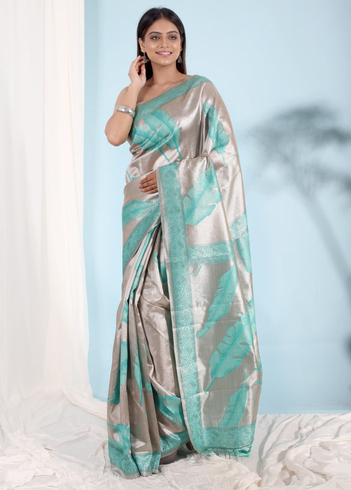 Silver Tissue Silk Saree With Blouse Piece