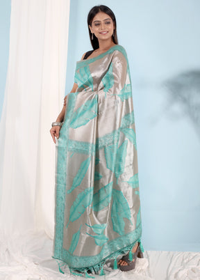 Silver Tissue Silk Saree With Blouse Piece - Indian Silk House Agencies