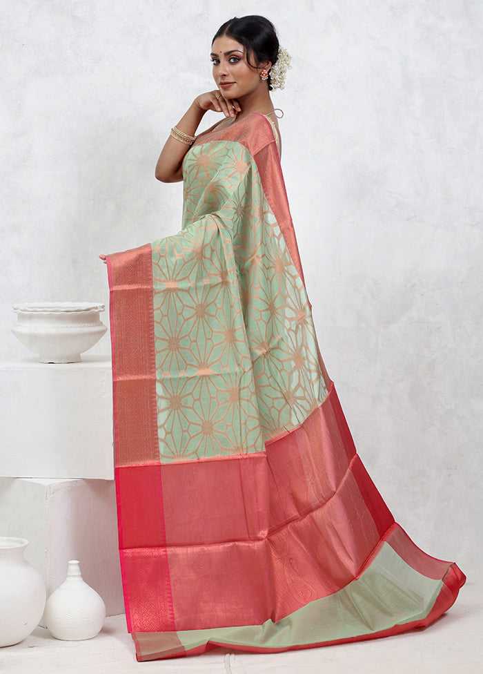 Green Kora Silk Saree With Blouse Piece - Indian Silk House Agencies