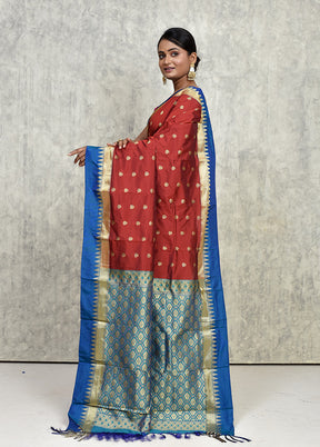 Maroon Kanjivaram Silk Saree With Blouse Piece - Indian Silk House Agencies