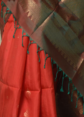 Coral Pure Arni Silk Saree With Blouse Piece - Indian Silk House Agencies