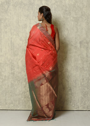 Coral Pure Arni Silk Saree With Blouse Piece - Indian Silk House Agencies