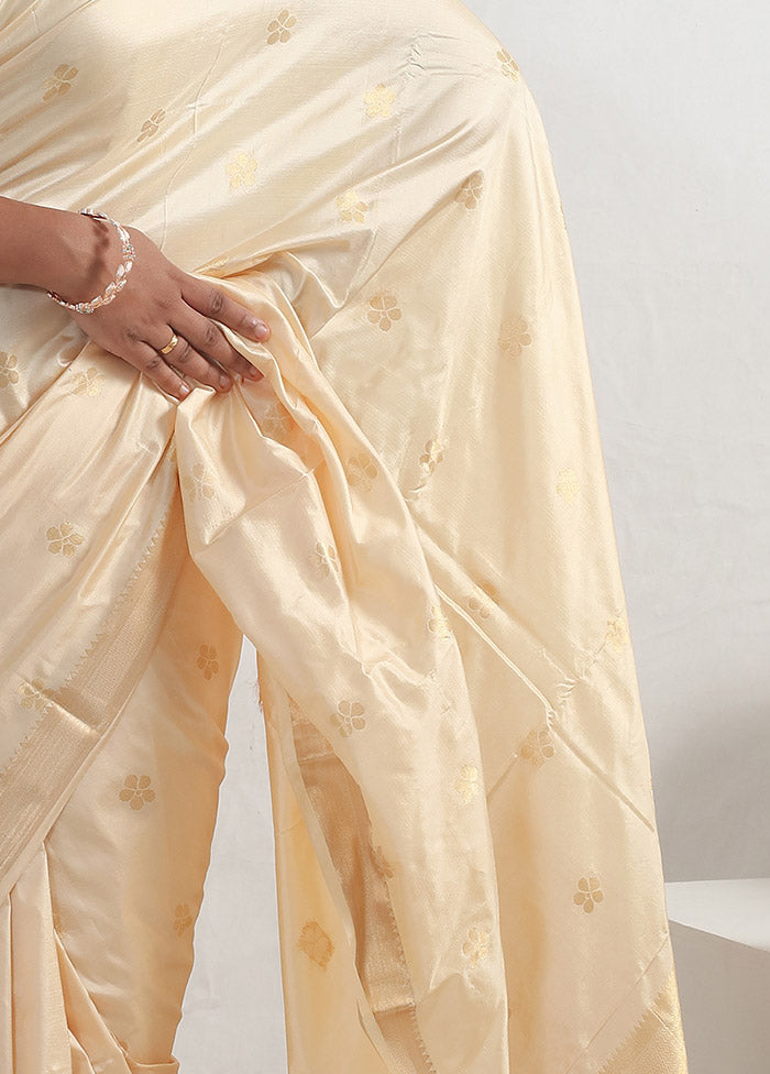 Cream Pure Arni Silk Saree With Blouse Piece - Indian Silk House Agencies