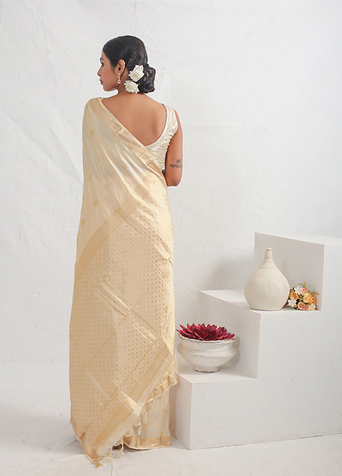 Cream Pure Arni Silk Saree With Blouse Piece - Indian Silk House Agencies